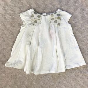 Isaac Mizrahi Cream Baby Girl Swing Top Bow Gold